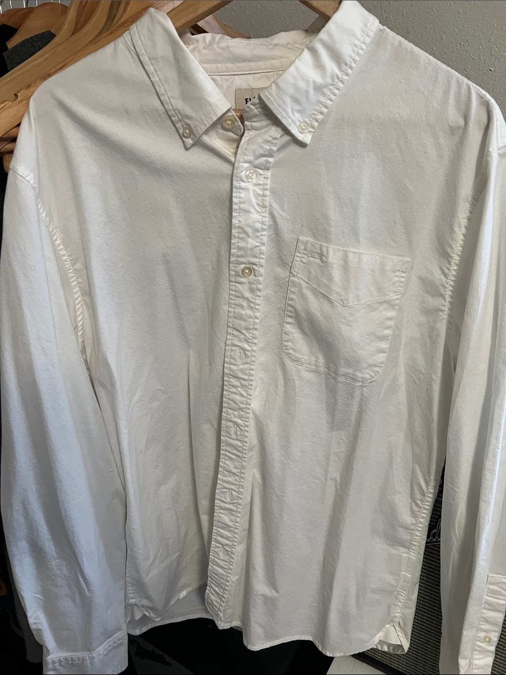 Men's White Button-Down Shirt with Chest Pocket